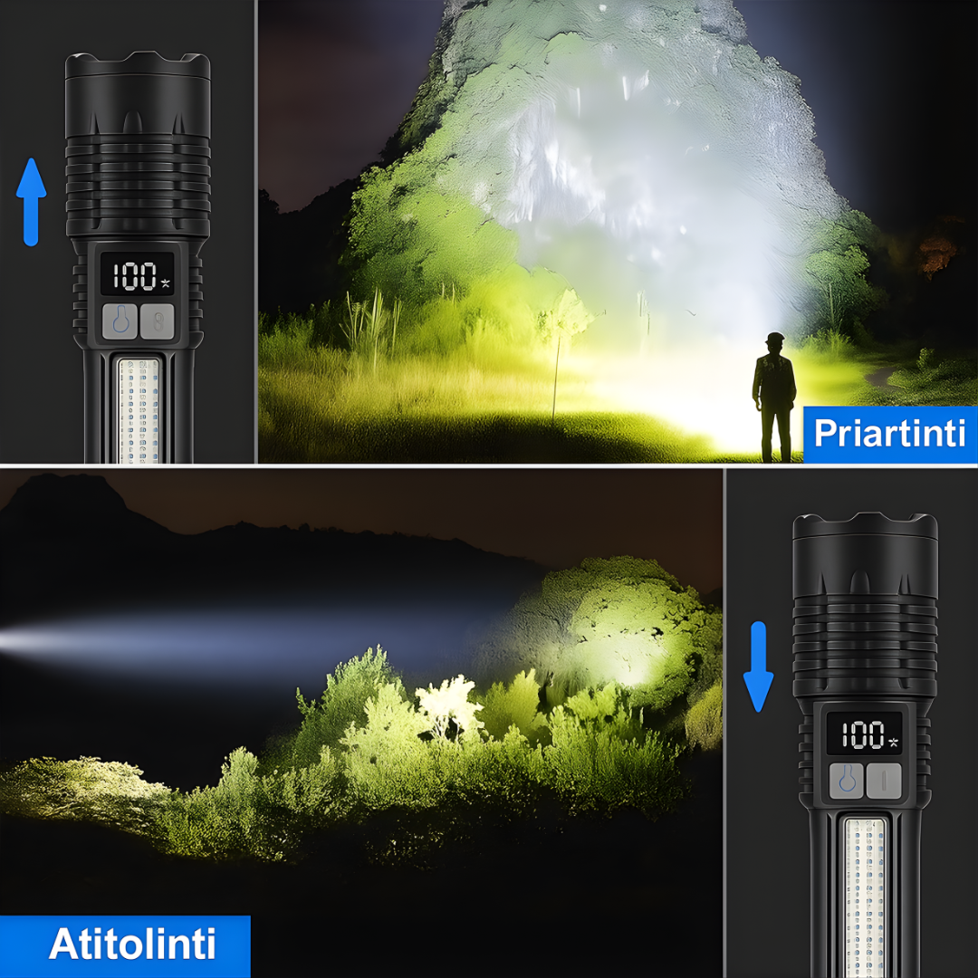 Galingas LED žibintuvas su Type-C įkrovimu